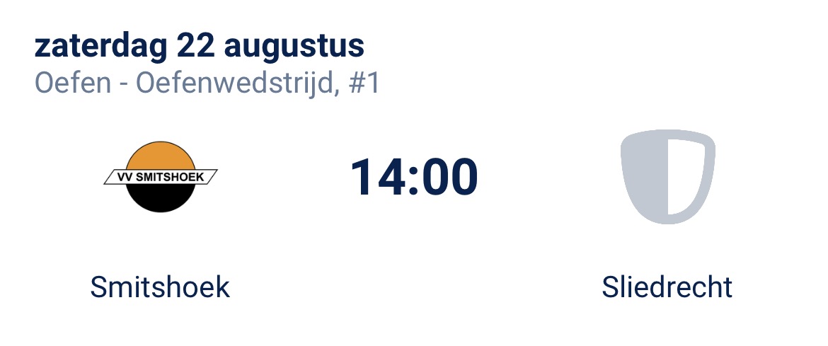 Wedstrijd 1e elftal vervroegd.
