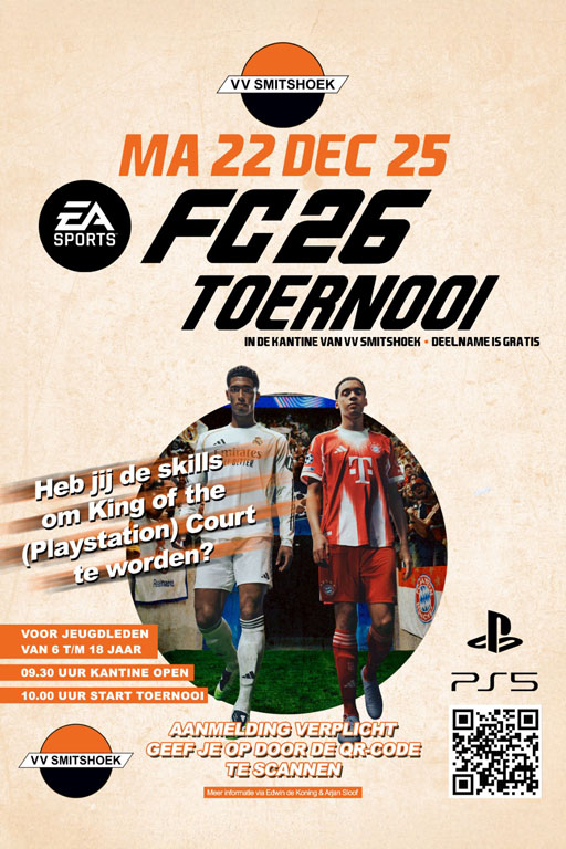 FC26 toernooi maandag 22 december 2025!